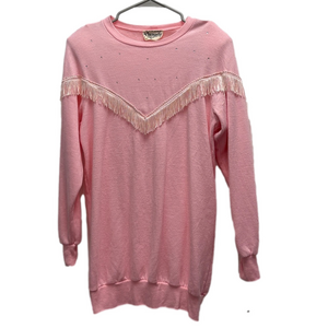 Vintage Sportgear Pink Bling Fringe Women's Sweatshirt Size Large